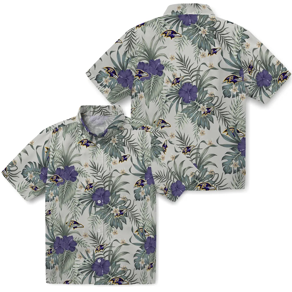 Baltimore Ravens Hawaiian Shirt - Hibiscus Designs | Moonbestprint