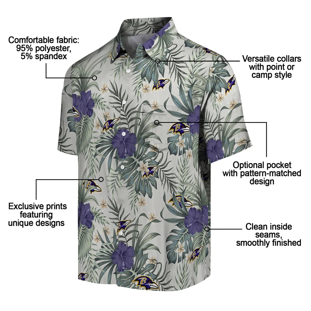 Baltimore Ravens Hawaiian Shirt - Hibiscus Designs | Moonbestprint