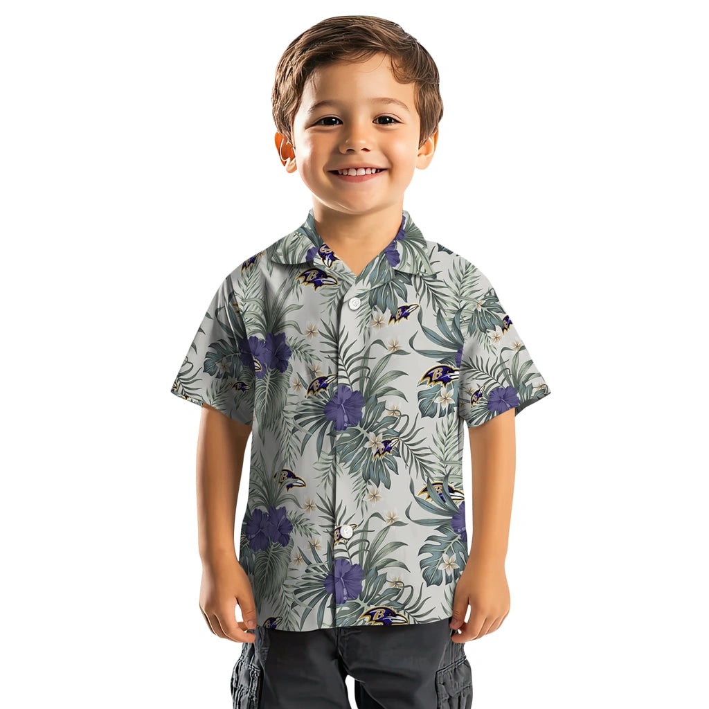 Baltimore Ravens Hawaiian Shirt - Hibiscus Designs | Moonbestprint