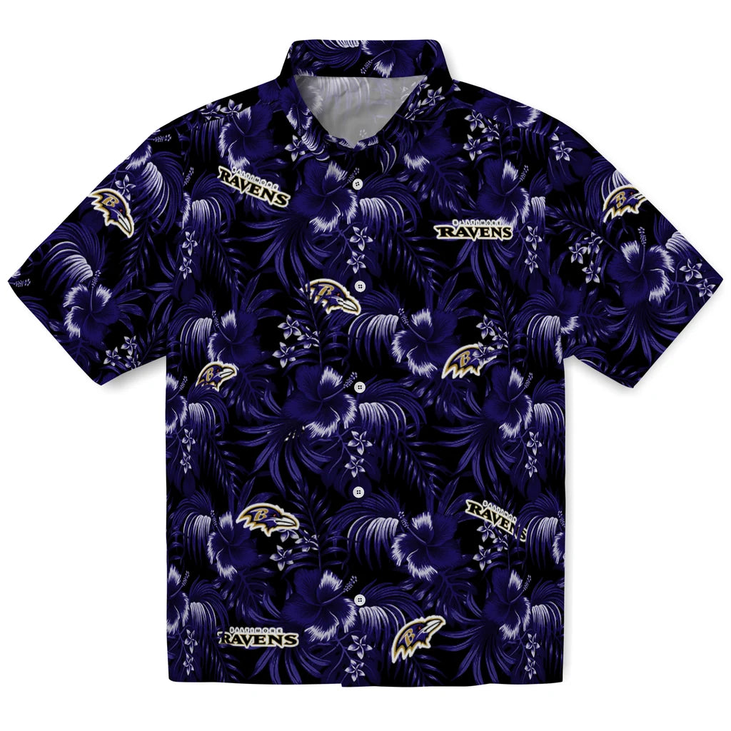Baltimore Ravens Hawaiian Shirt - Hibiscus Exotic | Moonbestprint