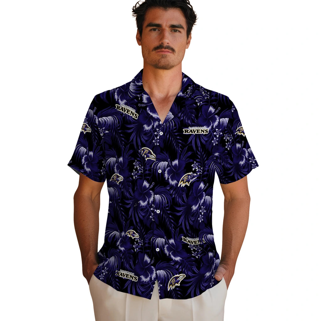 Baltimore Ravens Hawaiian Shirt - Hibiscus Exotic | Moonbestprint