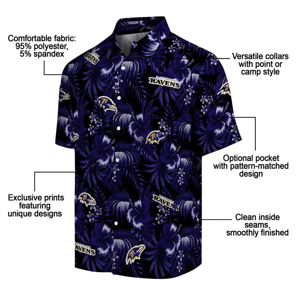 Baltimore Ravens Hawaiian Shirt - Hibiscus Exotic | Moonbestprint