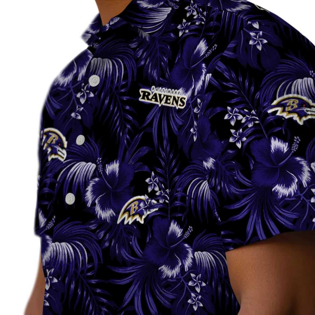 Baltimore Ravens Hawaiian Shirt - Hibiscus Exotic | Moonbestprint