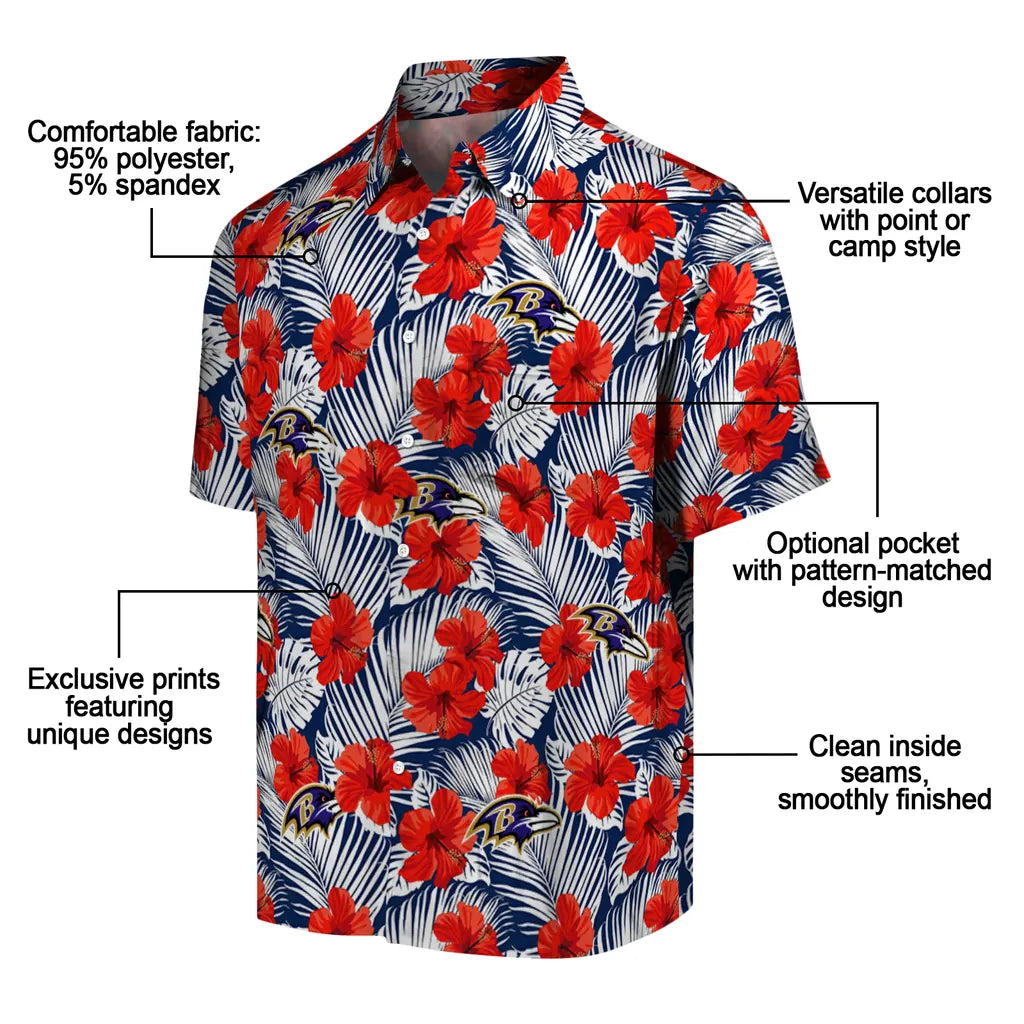 Baltimore Ravens Hawaiian Shirt - Hibiscus Fiesta | Moonbestprint