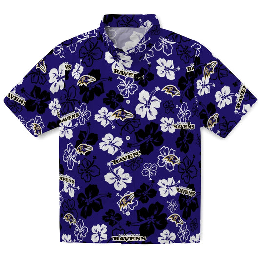 Baltimore Ravens Hawaiian Shirt - Hibiscus Flower Design | Moonbestprint
