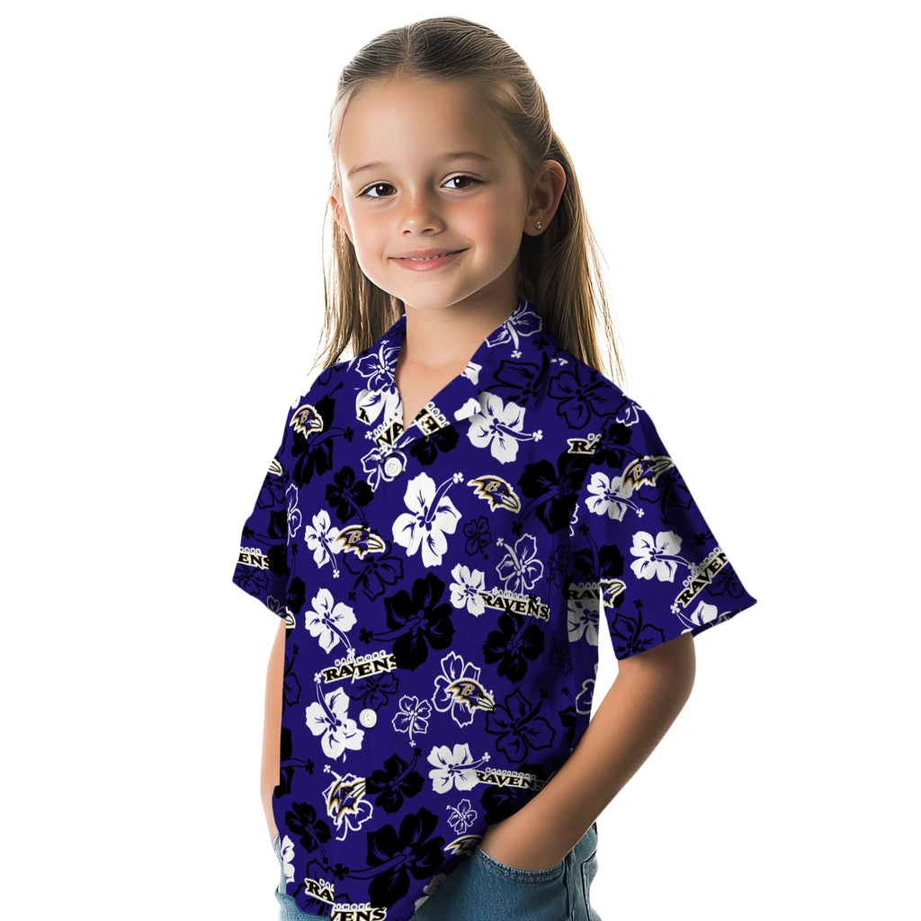 Baltimore Ravens Hawaiian Shirt - Hibiscus Flower Design | Moonbestprint