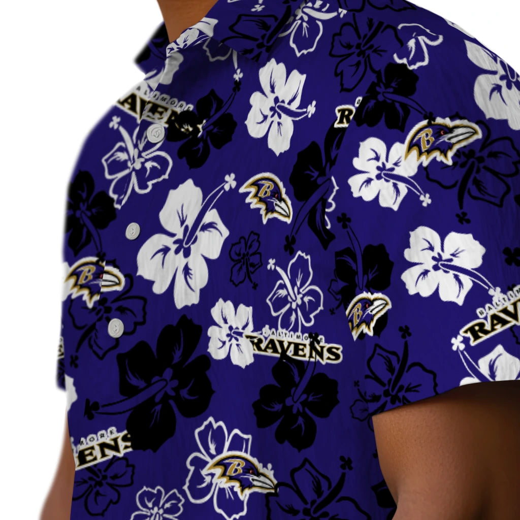 Baltimore Ravens Hawaiian Shirt - Hibiscus Flower Design | Moonbestprint