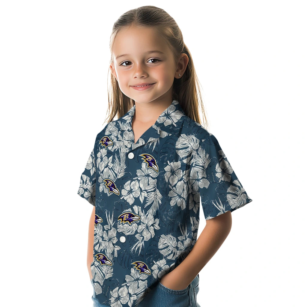 Baltimore Ravens Hawaiian Shirt - Hibiscus Flowers | Moonbestprint
