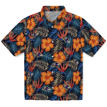 Baltimore Ravens Hawaiian Shirt - Hibiscus Foliage | Moonbestprint