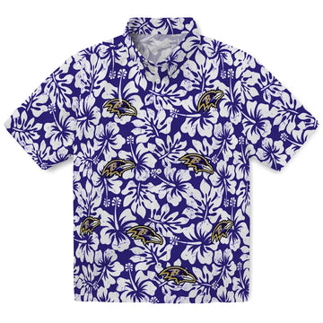Baltimore Ravens Hawaiian Shirt - Hibiscus Motif | Moonbestprint