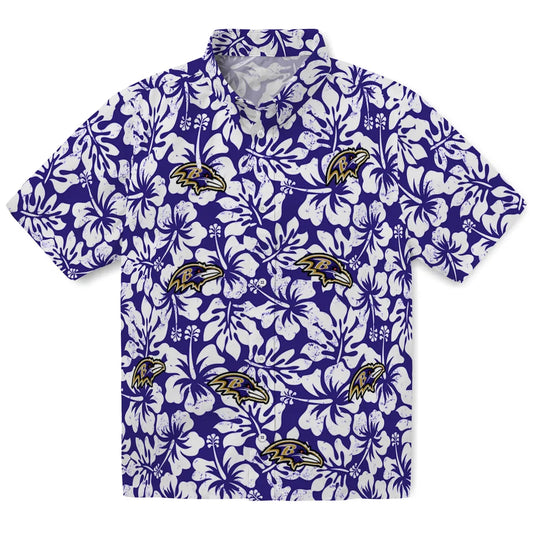 Baltimore Ravens Hawaiian Shirt - Hibiscus Motif | Moonbestprint