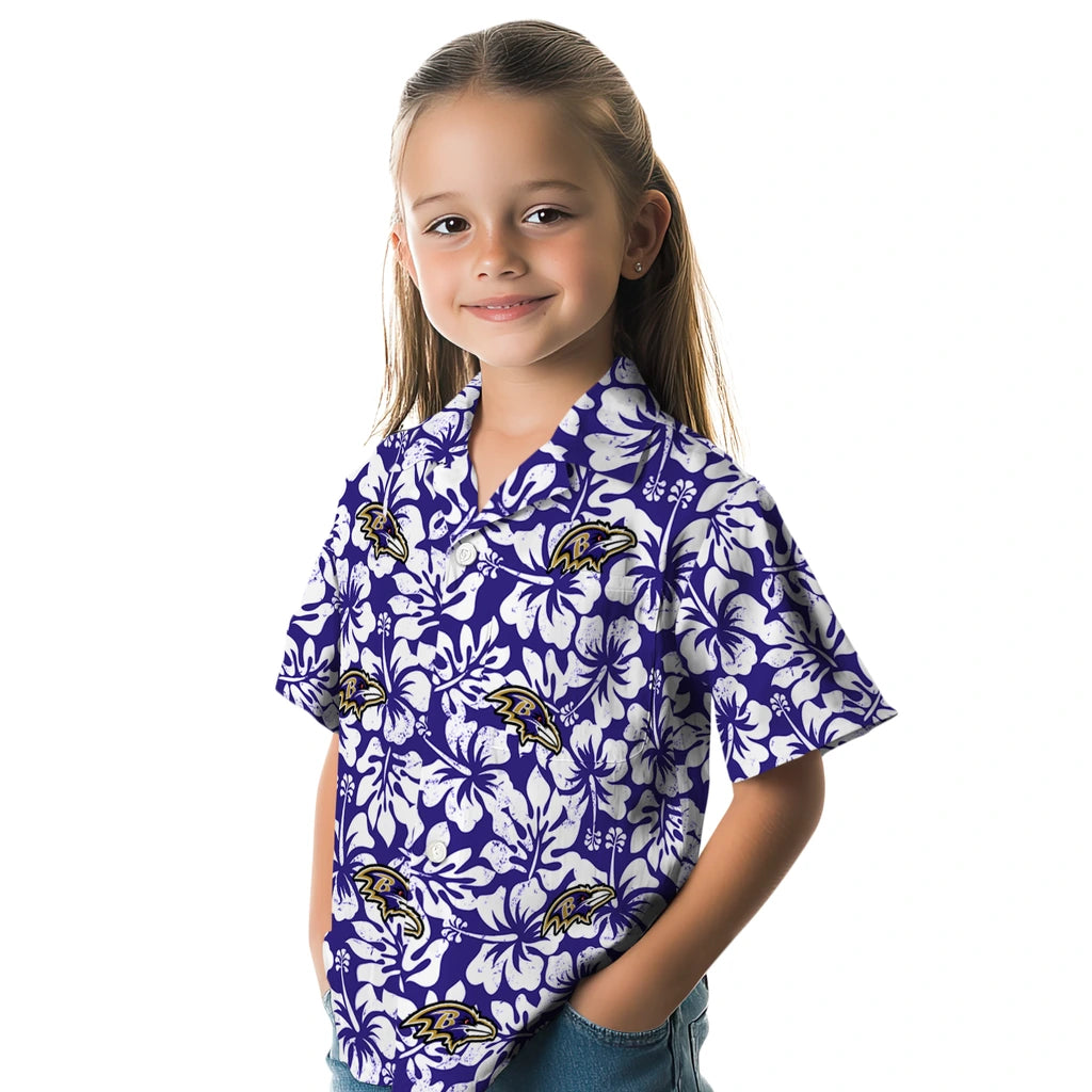 Baltimore Ravens Hawaiian Shirt - Hibiscus Motif | Moonbestprint
