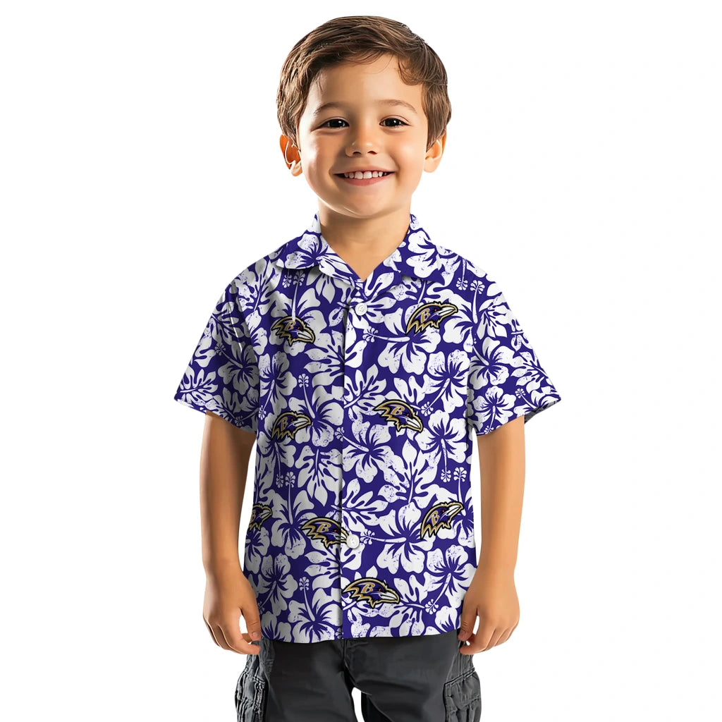 Baltimore Ravens Hawaiian Shirt - Hibiscus Motif | Moonbestprint