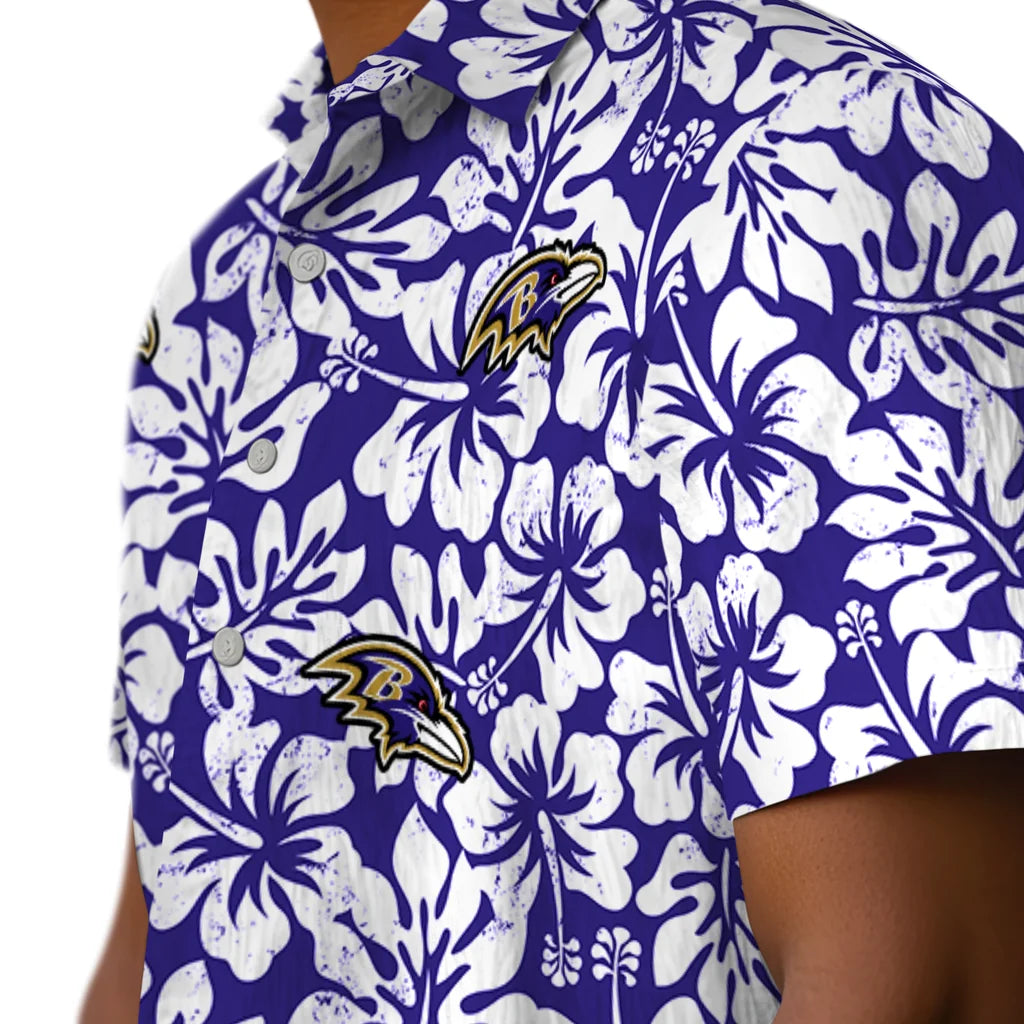 Baltimore Ravens Hawaiian Shirt - Hibiscus Motif | Moonbestprint
