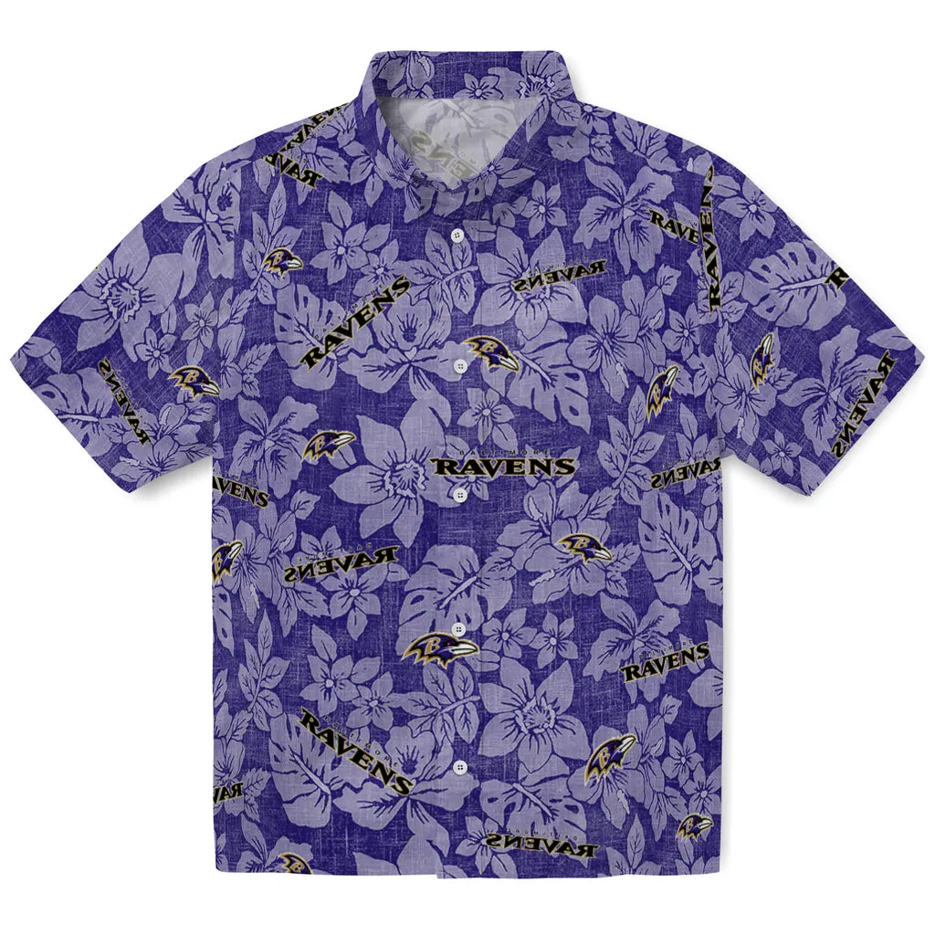Baltimore Ravens Hawaiian Shirt - Hibiscus Oasis | Moonbestprint