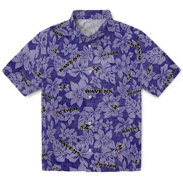 Baltimore Ravens Hawaiian Shirt - Hibiscus Oasis | Moonbestprint