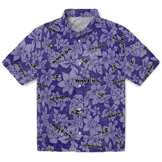 Baltimore Ravens Hawaiian Shirt - Hibiscus Oasis | Moonbestprint
