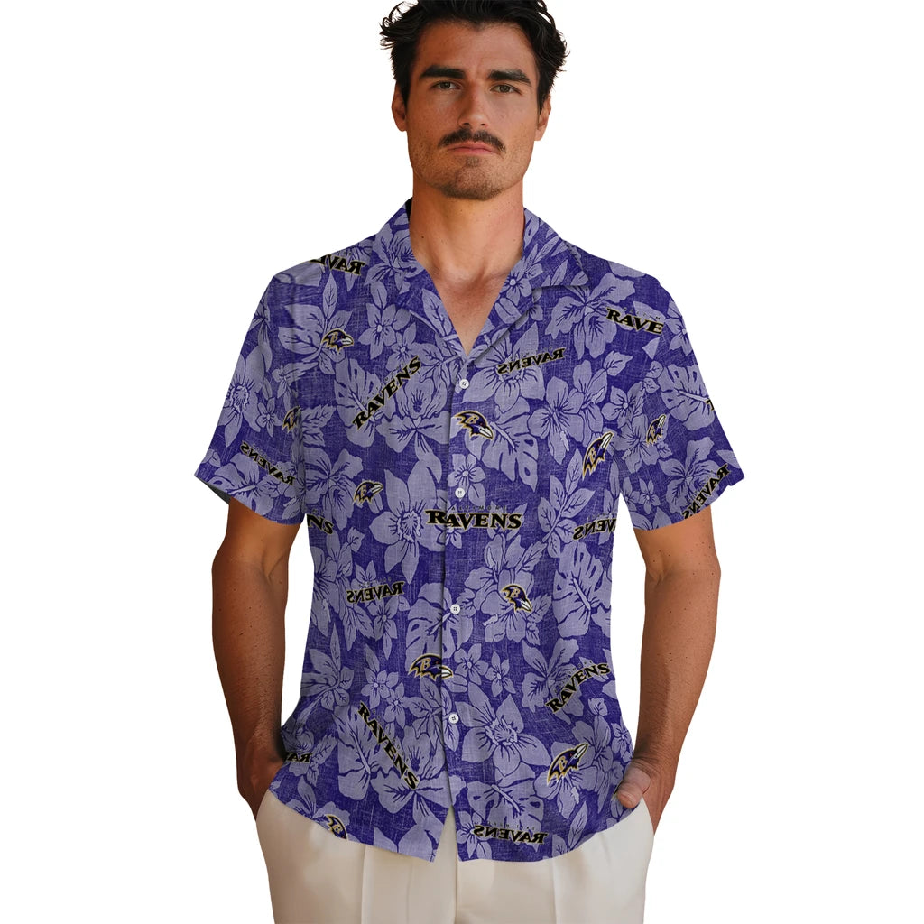 Baltimore Ravens Hawaiian Shirt - Hibiscus Oasis | Moonbestprint
