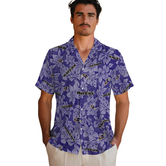 Baltimore Ravens Hawaiian Shirt - Hibiscus Oasis | Moonbestprint