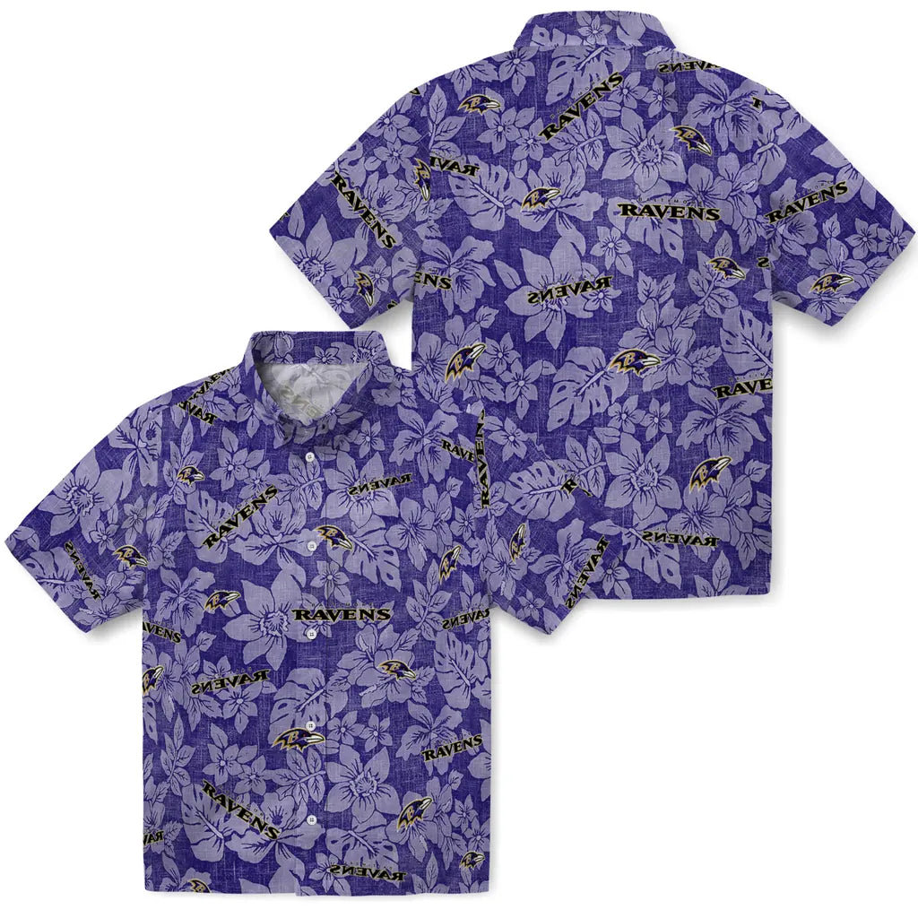 Baltimore Ravens Hawaiian Shirt - Hibiscus Oasis | Moonbestprint