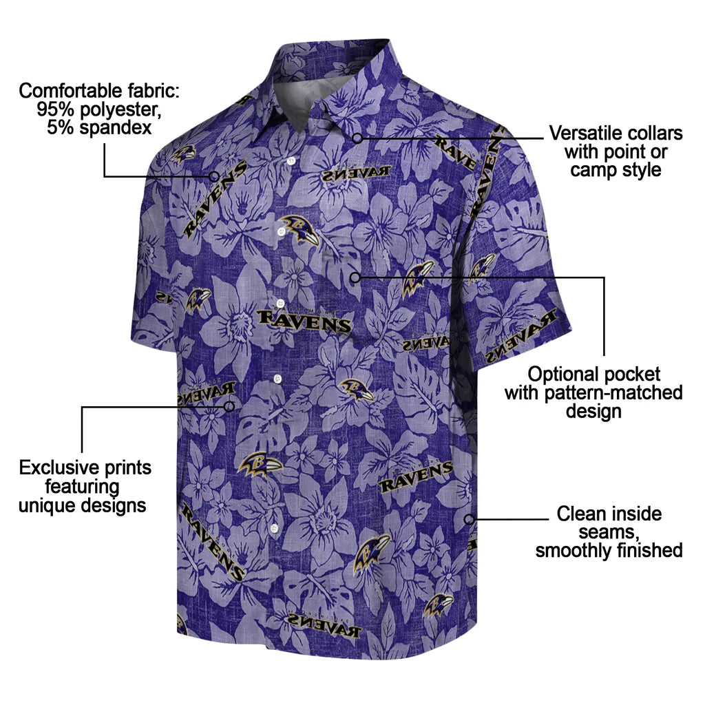 Baltimore Ravens Hawaiian Shirt - Hibiscus Oasis | Moonbestprint