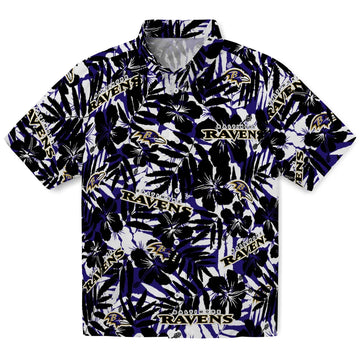 Baltimore Ravens Hawaiian Shirt - Hibiscus Overlay | Moonbestprint