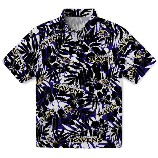 Baltimore Ravens Hawaiian Shirt - Hibiscus Overlay | Moonbestprint