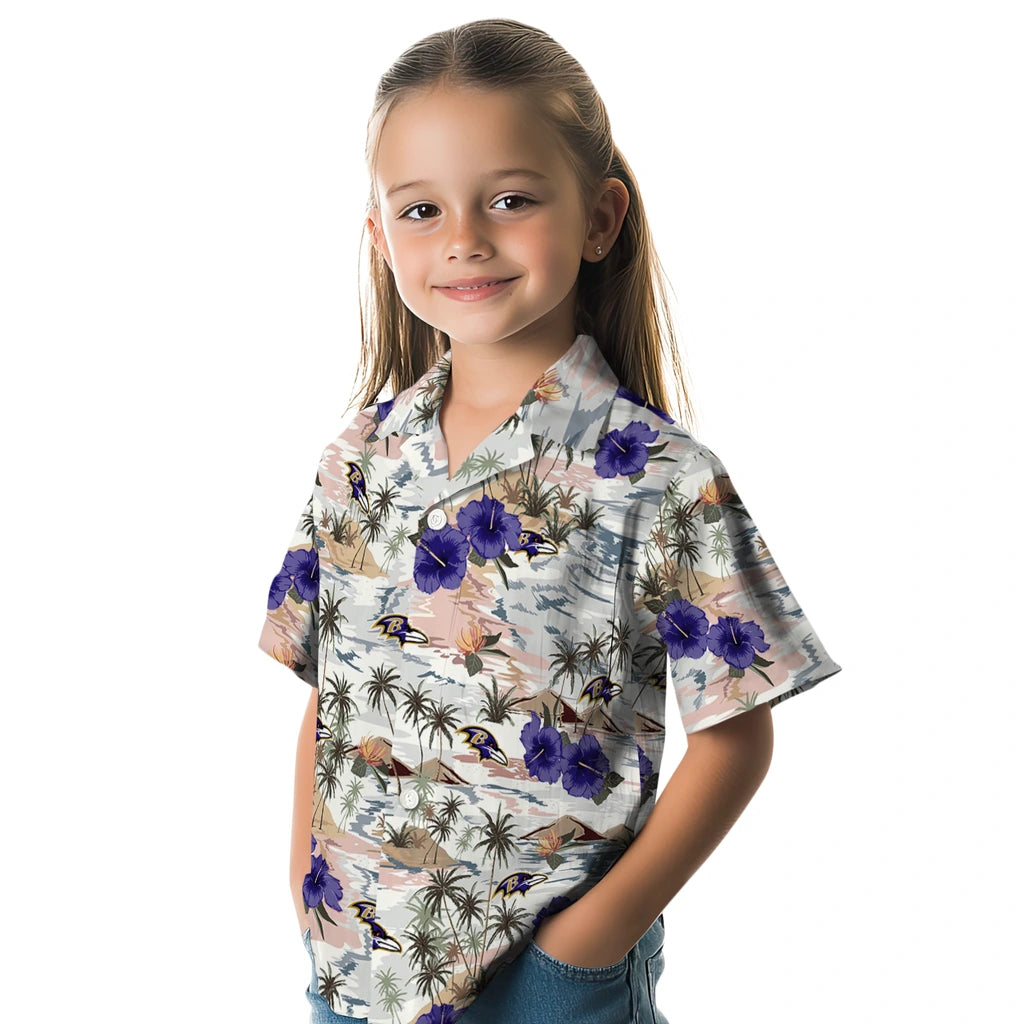 Baltimore Ravens Hawaiian Shirt - Hibiscus Seaside | Moonbestprint