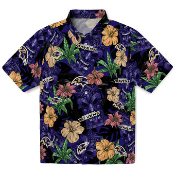 Baltimore Ravens Hawaiian Shirt - Hibiscus Tiki Jungle | Moonbestprint