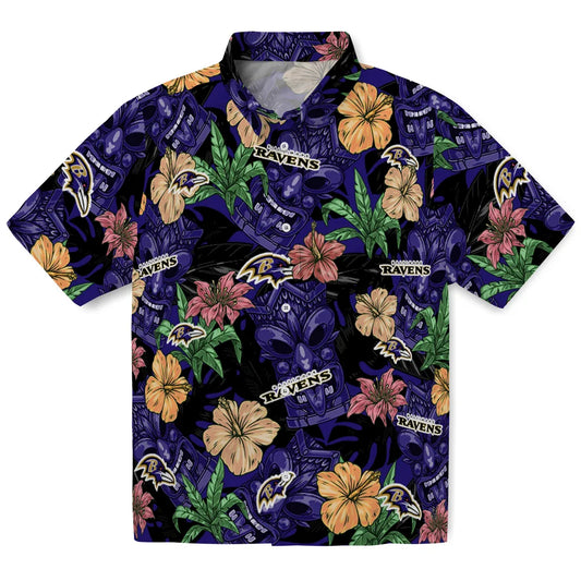 Baltimore Ravens Hawaiian Shirt - Hibiscus Tiki Jungle | Moonbestprint