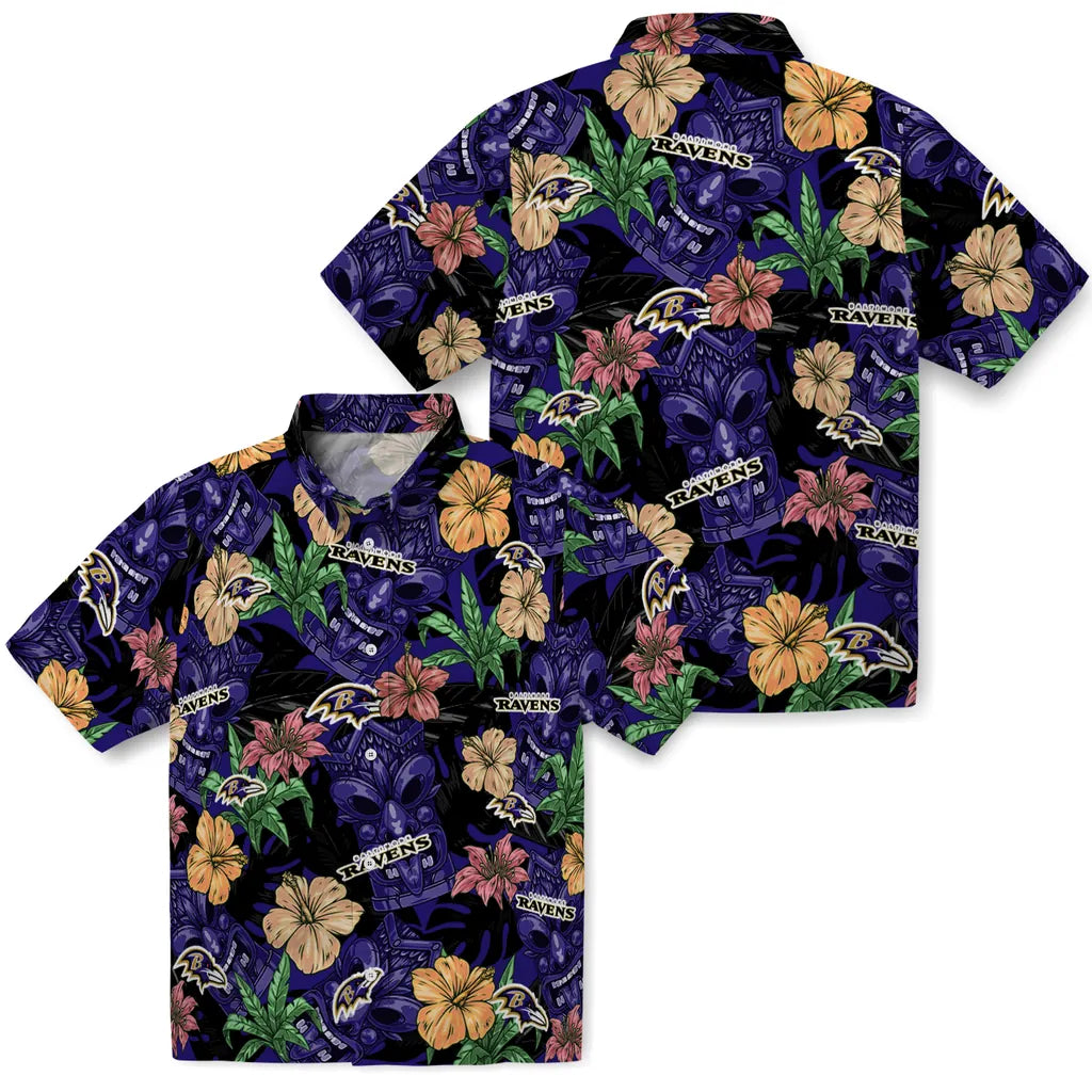 Baltimore Ravens Hawaiian Shirt - Hibiscus Tiki Jungle | Moonbestprint