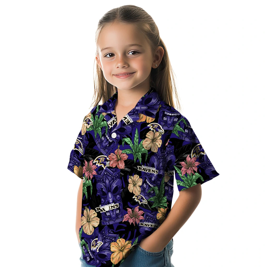 Baltimore Ravens Hawaiian Shirt - Hibiscus Tiki Jungle | Moonbestprint
