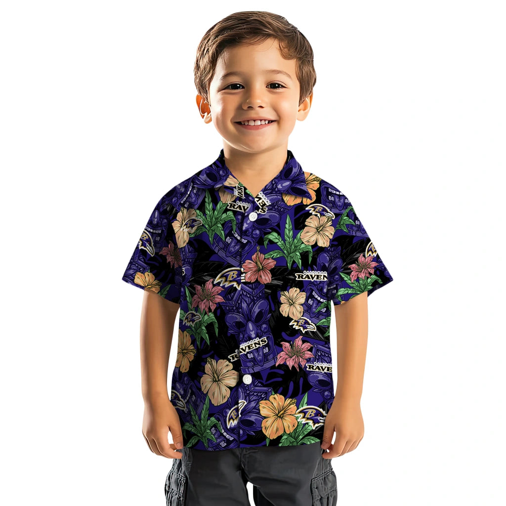 Baltimore Ravens Hawaiian Shirt - Hibiscus Tiki Jungle | Moonbestprint
