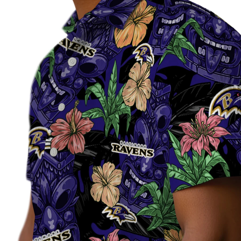 Baltimore Ravens Hawaiian Shirt - Hibiscus Tiki Jungle | Moonbestprint