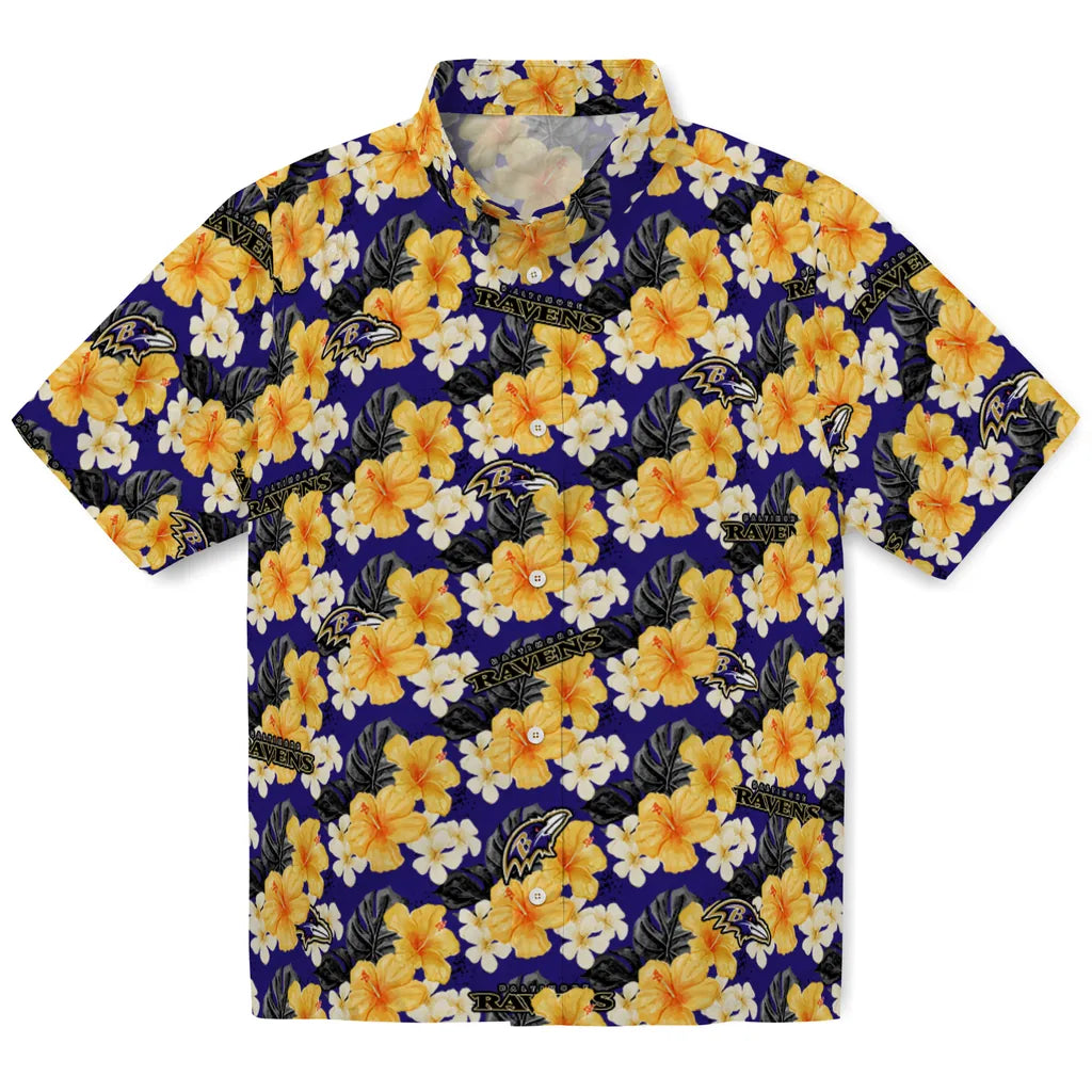 Baltimore Ravens Hawaiian Shirt - Hibiscus Tropics | Moonbestprint