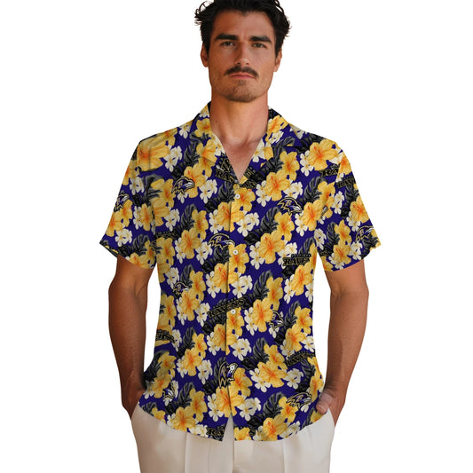 Baltimore Ravens Hawaiian Shirt - Hibiscus Tropics | Moonbestprint