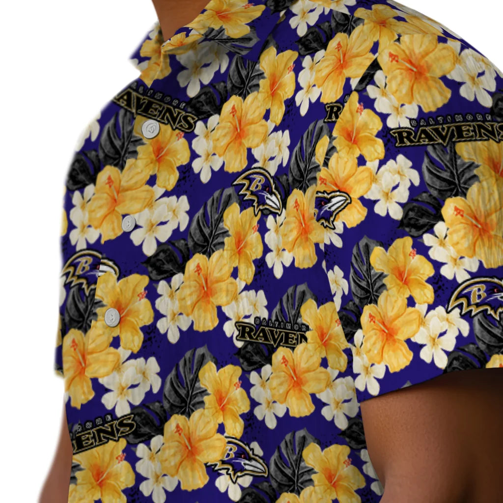 Baltimore Ravens Hawaiian Shirt - Hibiscus Tropics | Moonbestprint