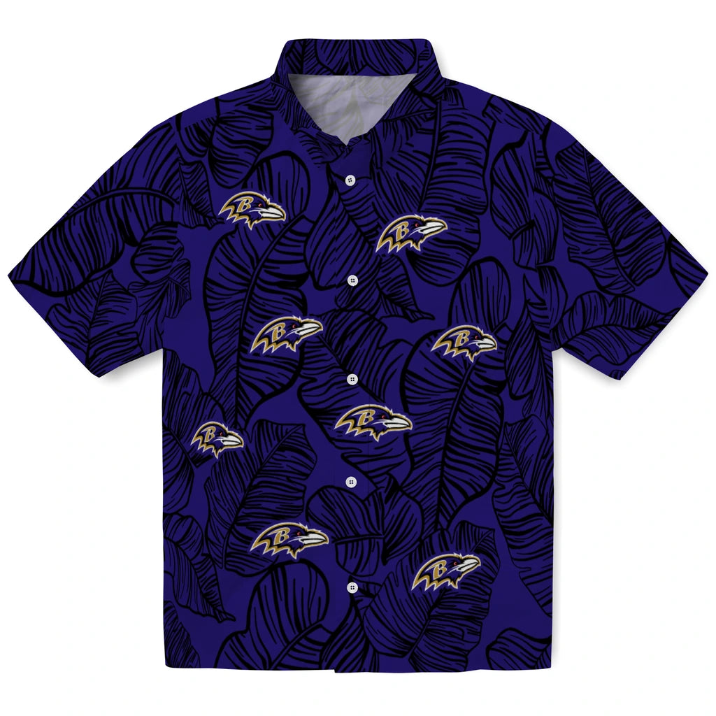 Baltimore Ravens Hawaiian Shirt - Leaf Outline | Moonbestprint