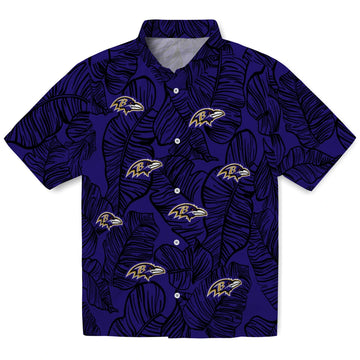 Baltimore Ravens Hawaiian Shirt - Leaf Outline | Moonbestprint