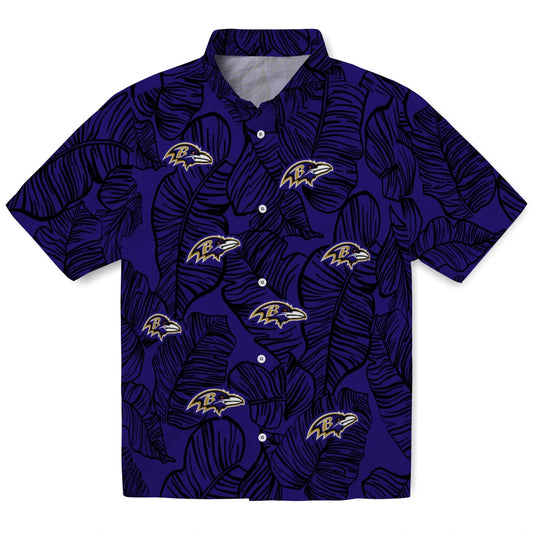 Baltimore Ravens Hawaiian Shirt - Leaf Outline | Moonbestprint