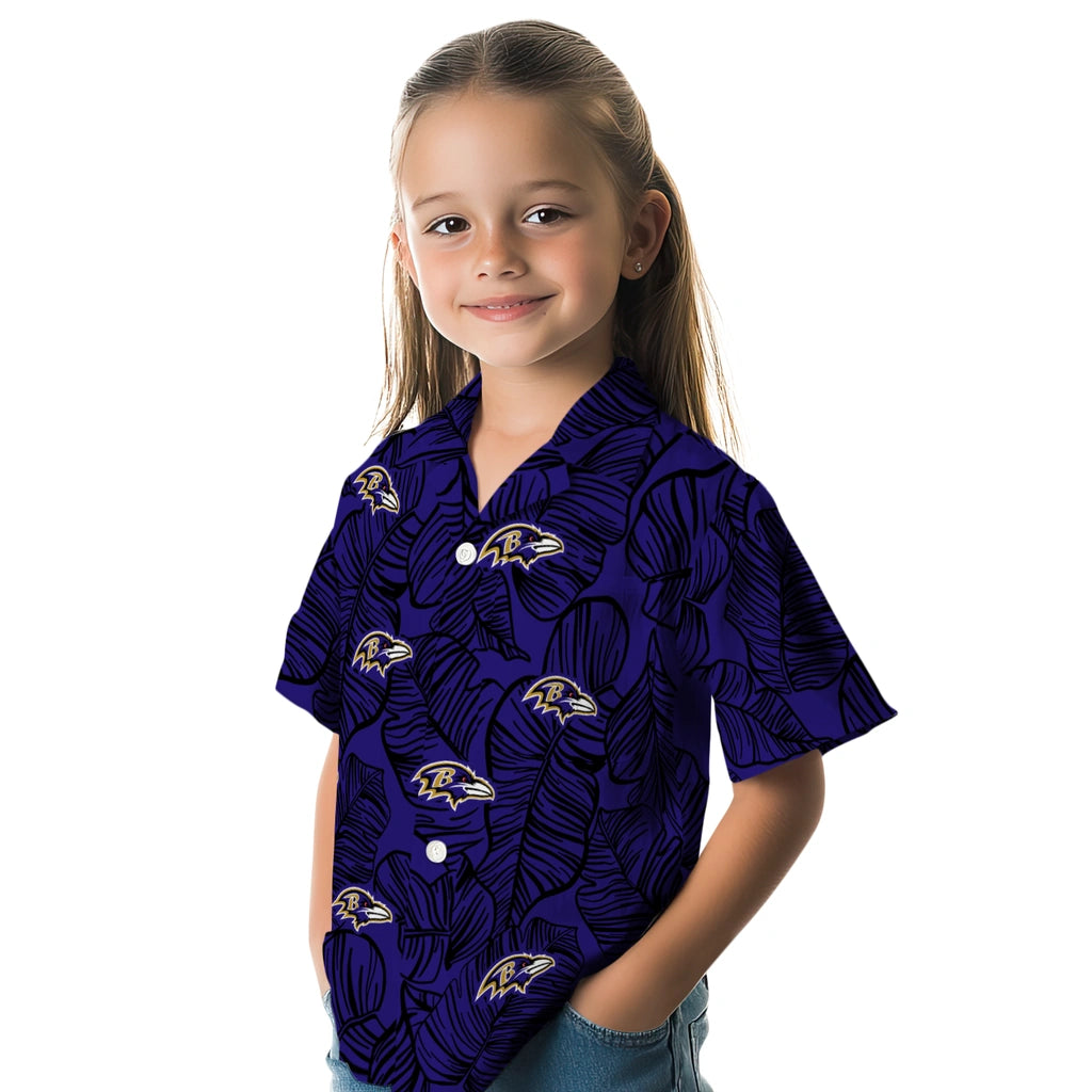 Baltimore Ravens Hawaiian Shirt - Leaf Outline | Moonbestprint