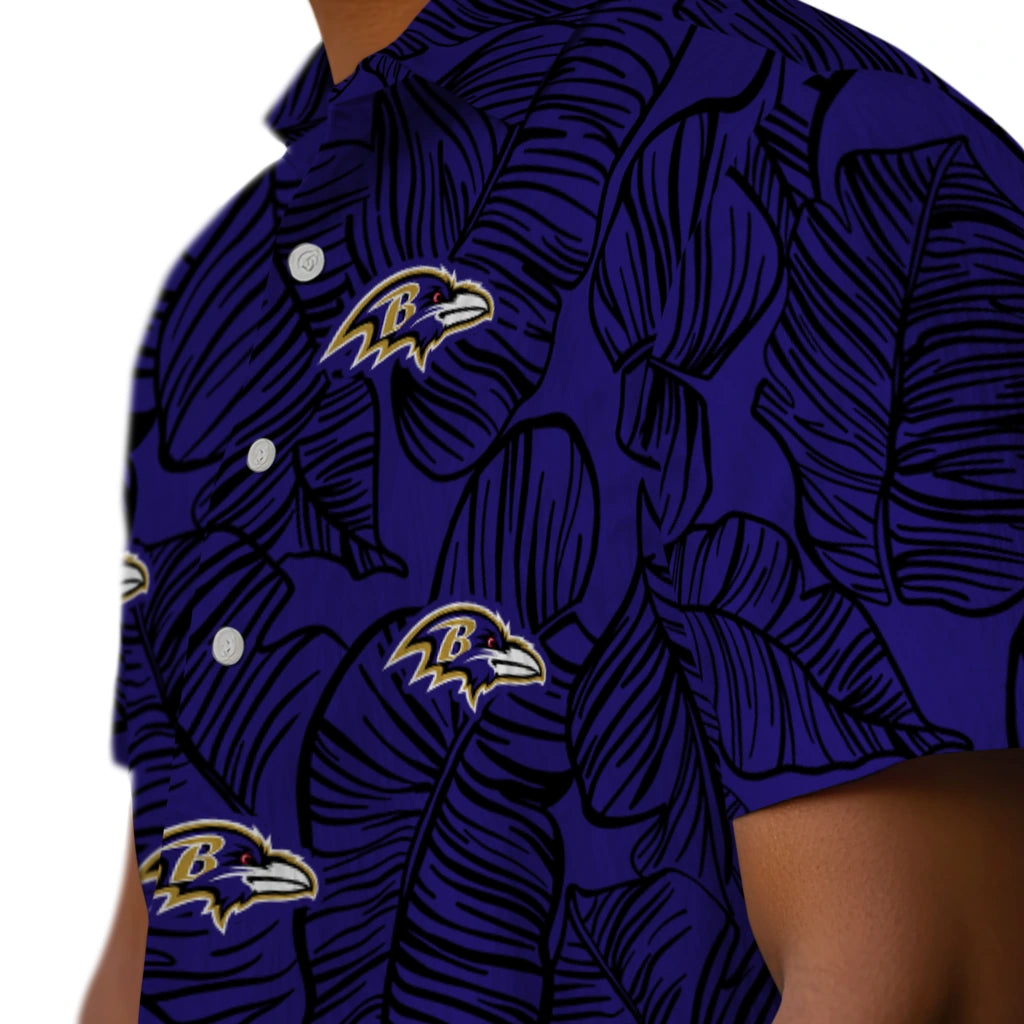 Baltimore Ravens Hawaiian Shirt - Leaf Outline | Moonbestprint