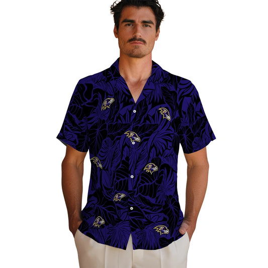 Baltimore Ravens Hawaiian Shirt - Monstera Layer | Moonbestprint