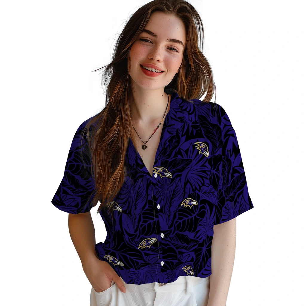 Baltimore Ravens Hawaiian Shirt - Monstera Layer | Moonbestprint