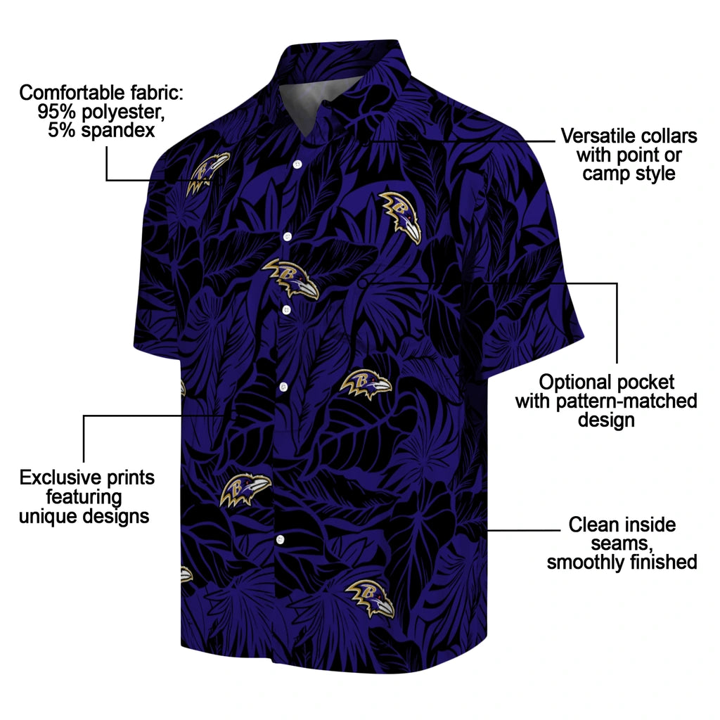 Baltimore Ravens Hawaiian Shirt - Monstera Layer | Moonbestprint
