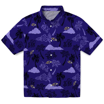 Baltimore Ravens Hawaiian Shirt - Palm And Clouds | Moonbestprint
