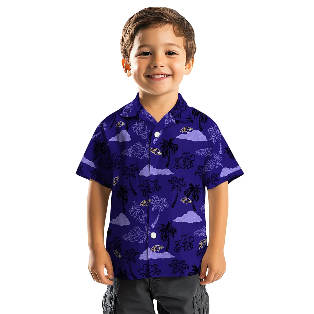 Baltimore Ravens Hawaiian Shirt - Palm And Clouds | Moonbestprint