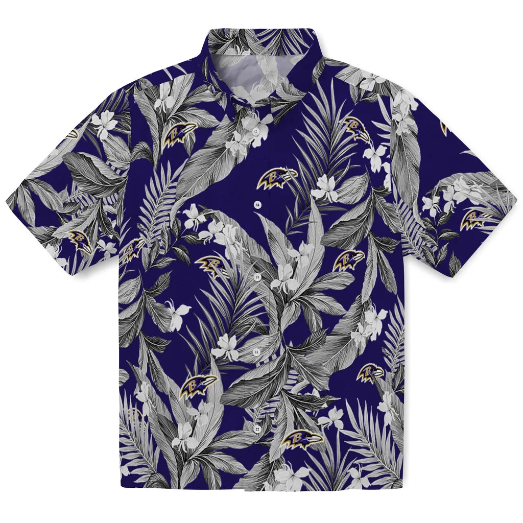 Baltimore Ravens Hawaiian Shirt - Palm Leaves | Moonbestprint