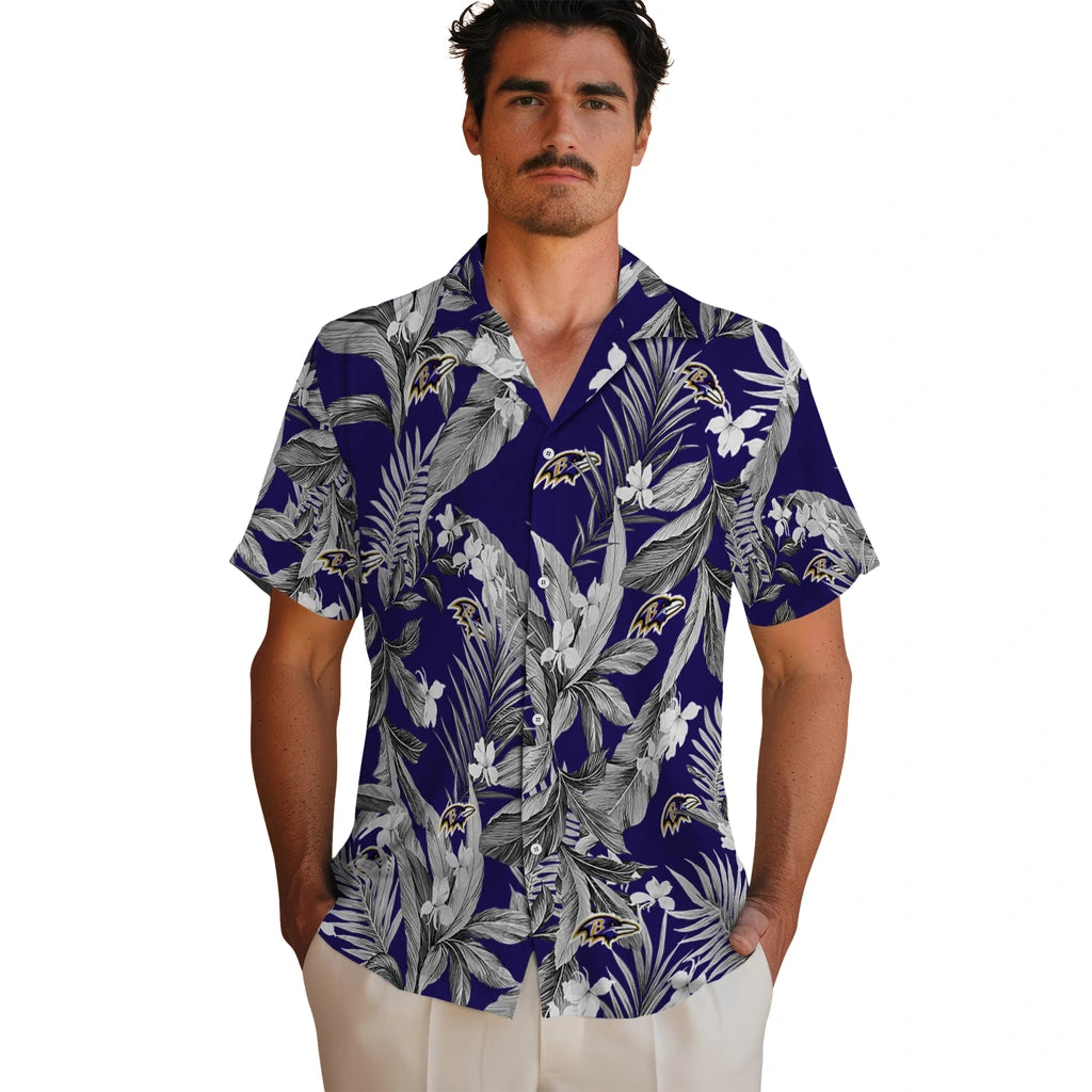 Baltimore Ravens Hawaiian Shirt - Palm Leaves | Moonbestprint