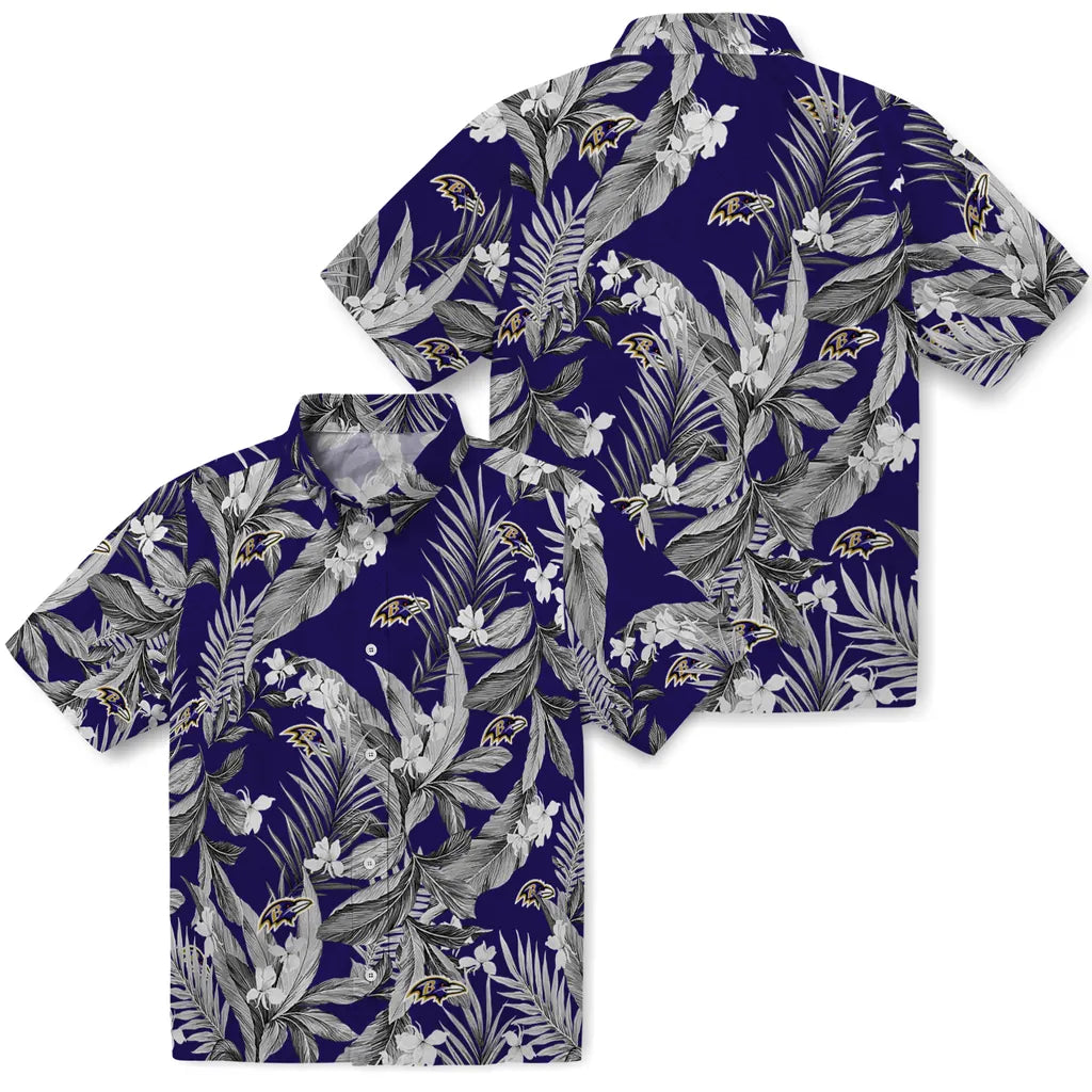 Baltimore Ravens Hawaiian Shirt - Palm Leaves | Moonbestprint